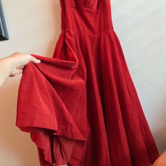 red vintage style corduroy dress - Picture 9 of 13